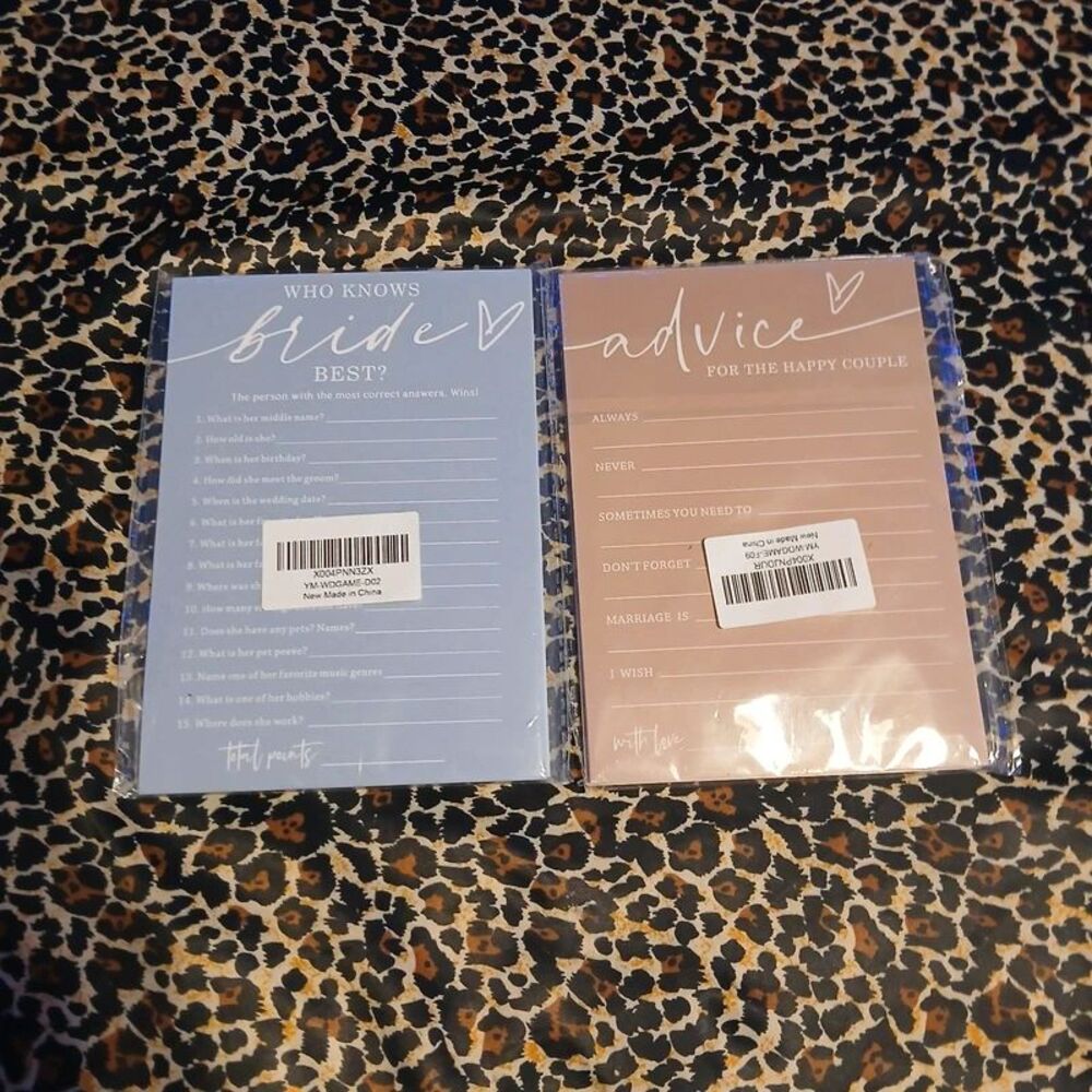 New Bridal shower game and Wedding advice card set, two pack